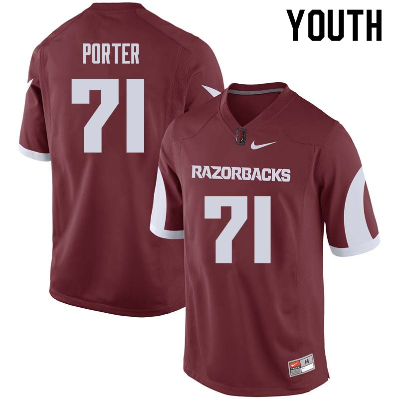 Youth #71 David Porter Arkansas Razorback College Football Jerseys Sale-Cardinal - Click Image to Close